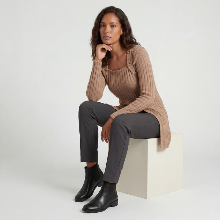 Claire Mode | Top donna asimmetrico in maglia coste