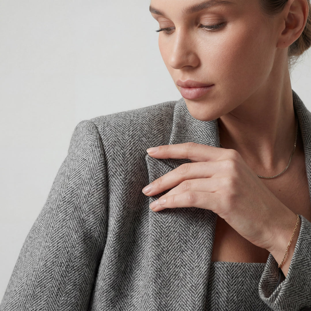 Claire Mode | Completo tailleur donna tre pezzi in cotone a spina di pesce
