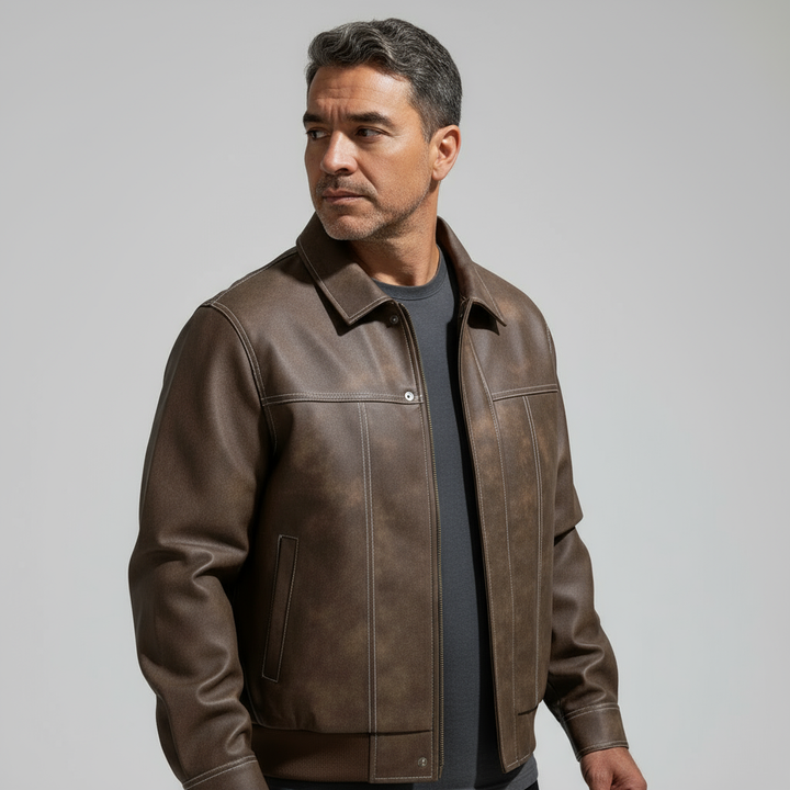 Herren Lederjacke – Reißverschluss Lässiger Schnitt