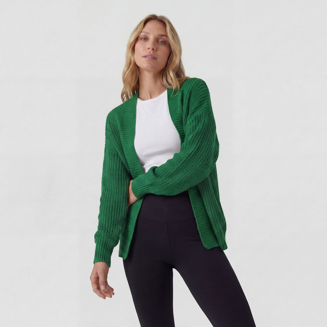 Offener Damen Cardigan aus Acrylstrick – Fledermausärmel, lässiger Schnitt