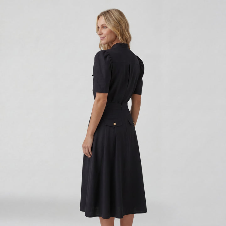 Damen Blusen- und Midirock-Set aus gewebtem Stoff – Definierte Taille