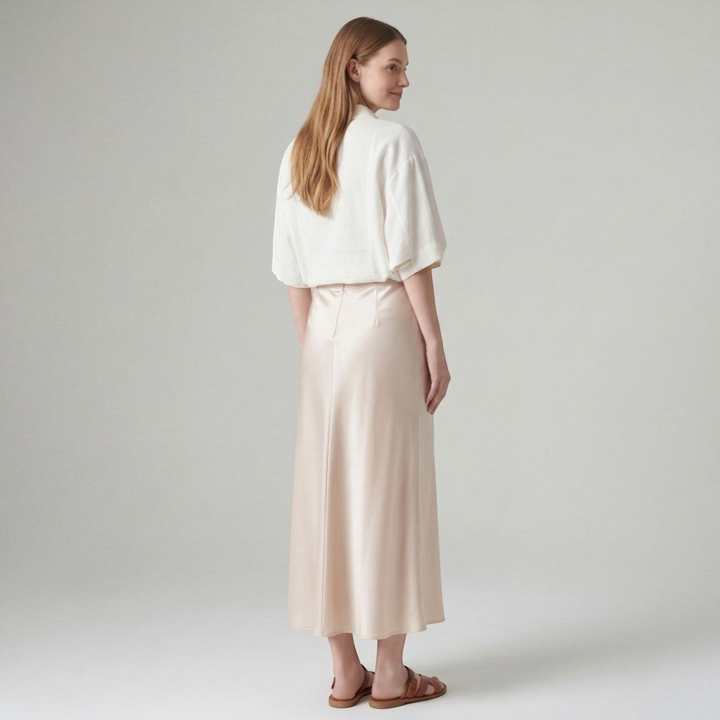Damen Midirock aus Satin – Eng anliegende Passform
