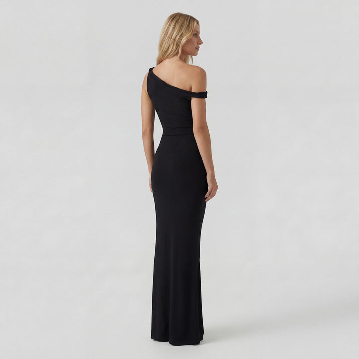 Bodycon-Kleid für Damen mit One-Shoulder aus elastischem Strick – Eleganter Maxischnitt