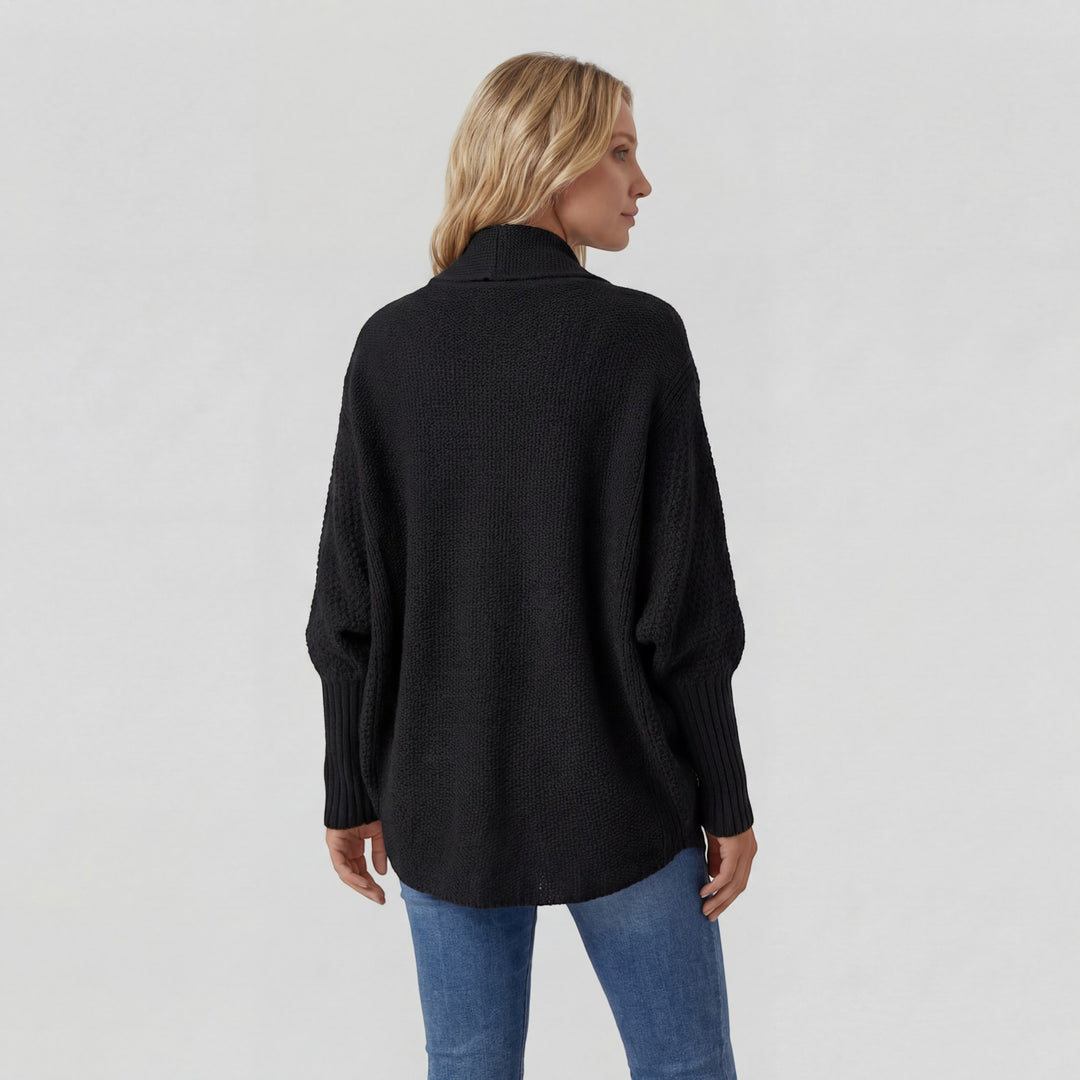 Damen Cardigan aus gemischtem Acrylstrick – Fledermausärmel, weiter offener Schnitt