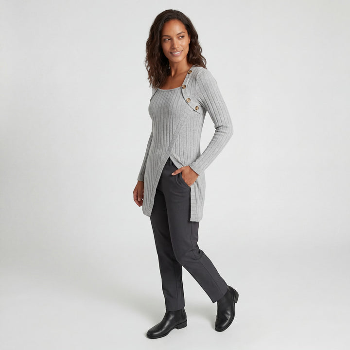 Claire Mode | Top donna asimmetrico in maglia coste