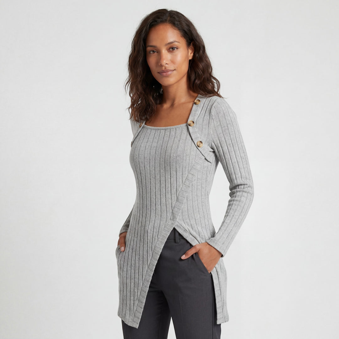 Claire Mode | Top donna asimmetrico in maglia coste