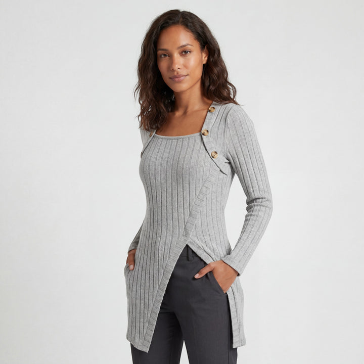Claire Mode | Top donna asimmetrico in maglia coste