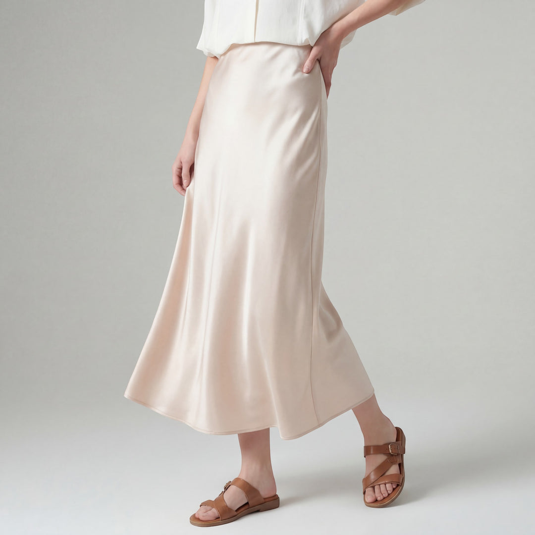 Damen Midirock aus Satin – Eng anliegende Passform