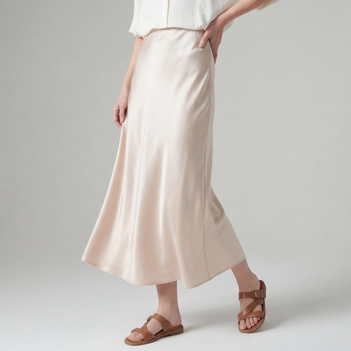 Damen Midirock aus Satin – Eng anliegende Passform