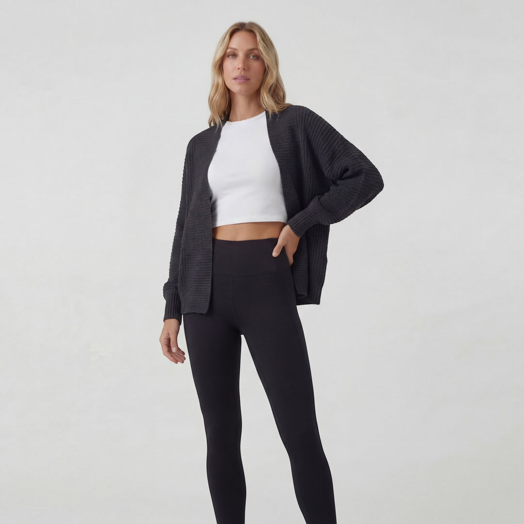 Offener Damen Cardigan aus Acrylstrick – Fledermausärmel, lässiger Schnitt