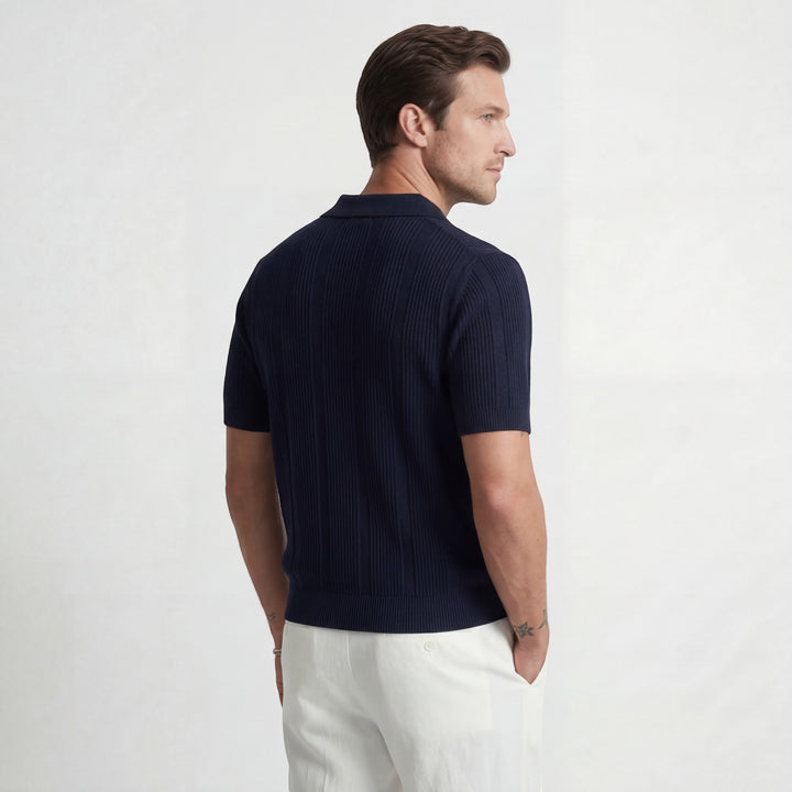 Polo uomo in maglia traspirante – Texture traforata ariosa