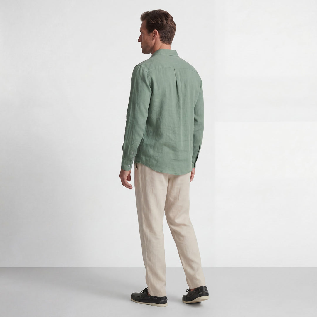 Completo camicia e pantaloni in lino per uomo – Maniche lunghe