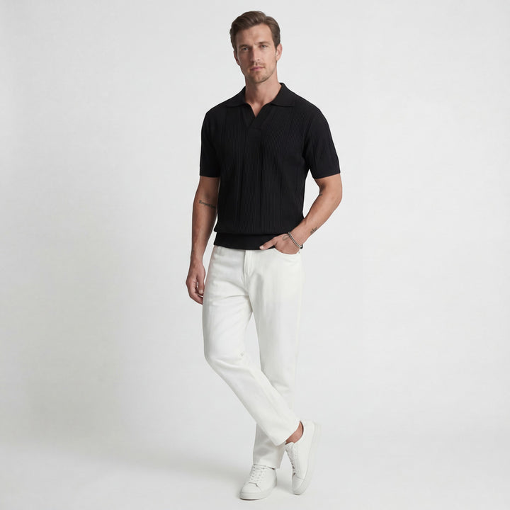 Polo uomo in maglia traspirante – Texture traforata ariosa
