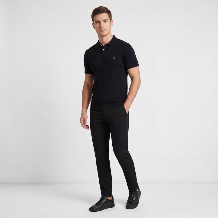 Herren-Polo aus Viskosestrick – kurzärmeliges Polo mit Knopfleiste