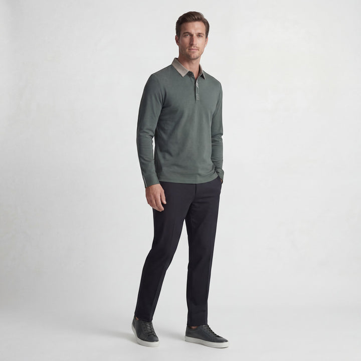 Polo uomo in cotone – Maniche lunghe collo classico