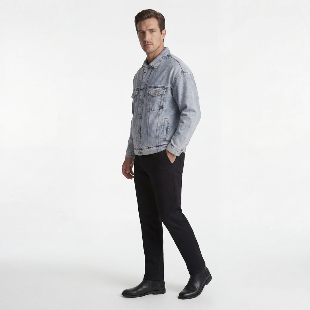 Herren-Jeansjacke aus Baumwollmischung – Relaxed Fit Schnitt