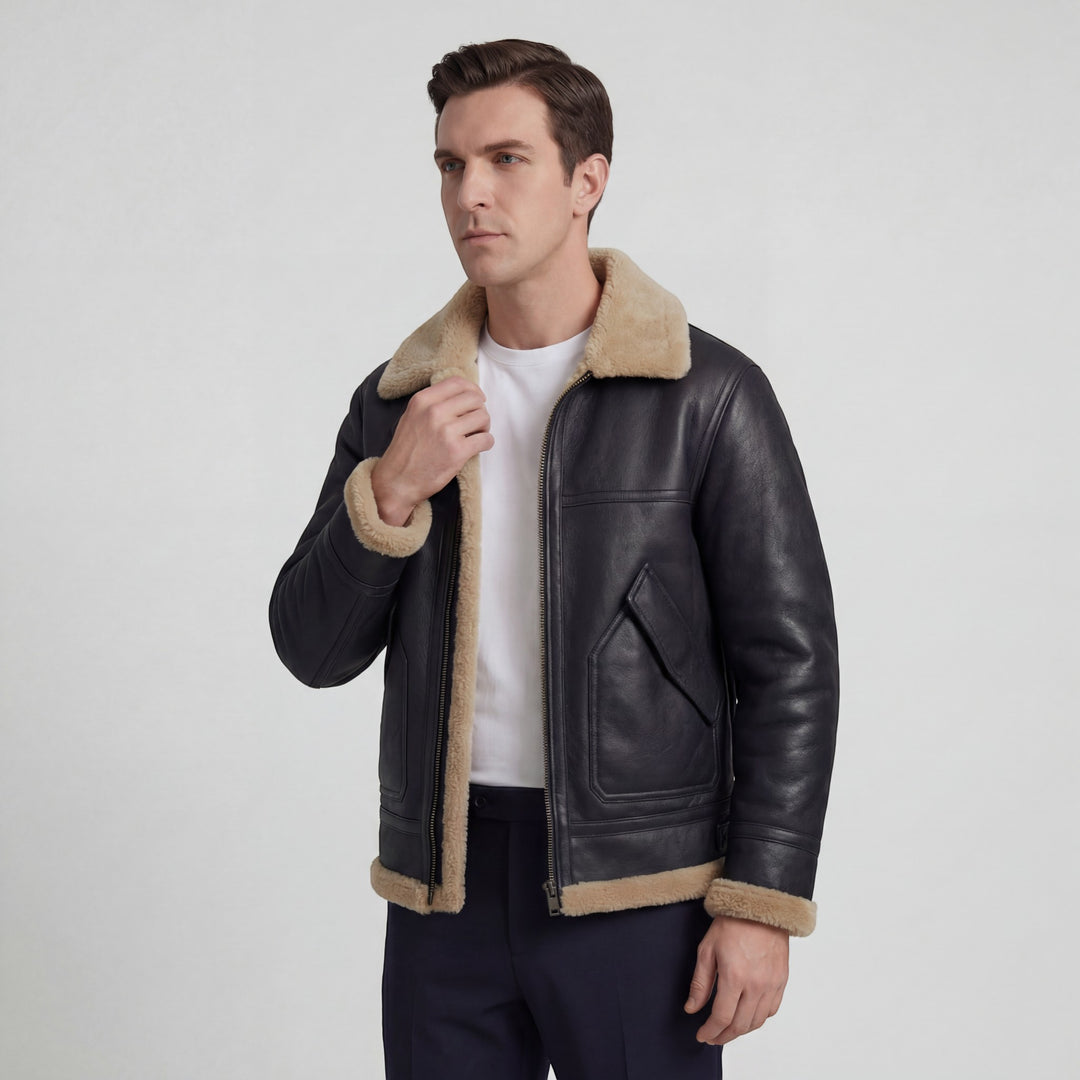 Herren Jacke mit Fleece-Futter aus Lammwolle – lässiger Schnitt
