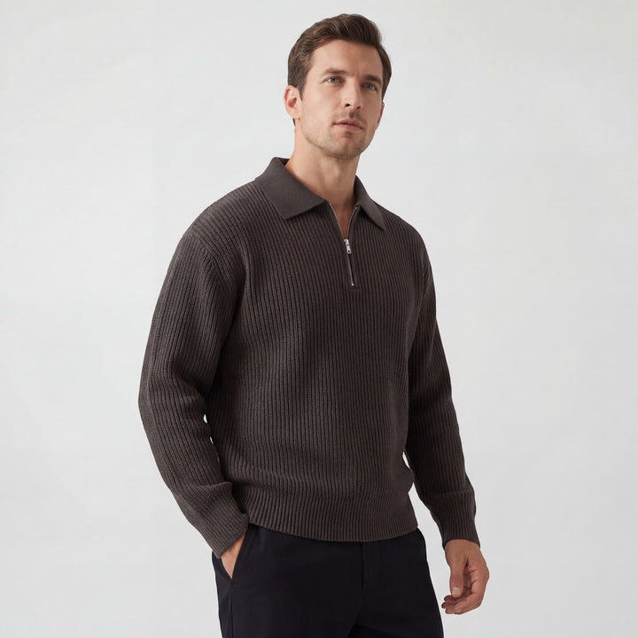 Herren Strickpullover mit Reißverschluss – trendiger weiter Schnitt
