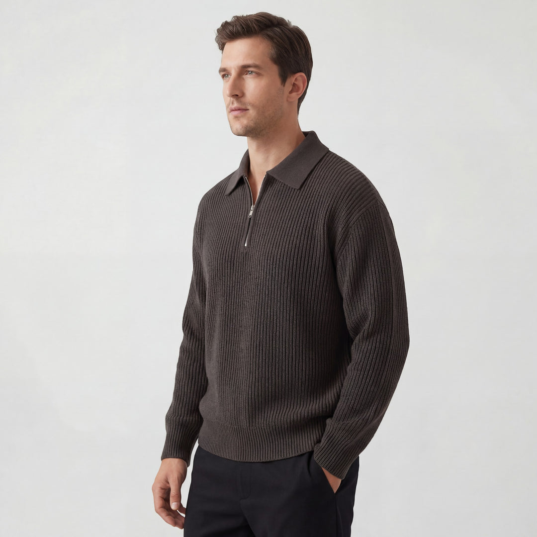 Herren Strickpullover mit Reißverschluss – trendiger weiter Schnitt