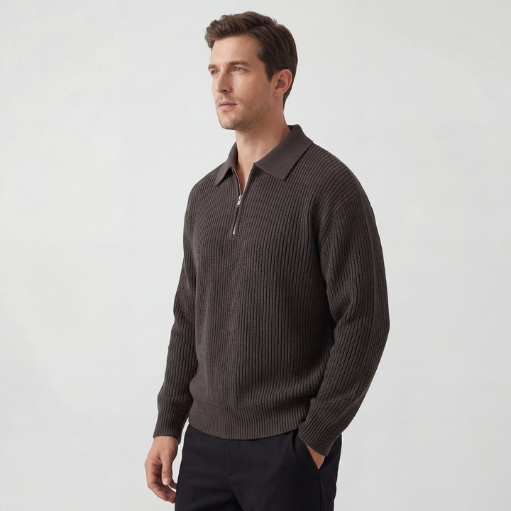 Herren Strickpullover mit Reißverschluss – trendiger weiter Schnitt