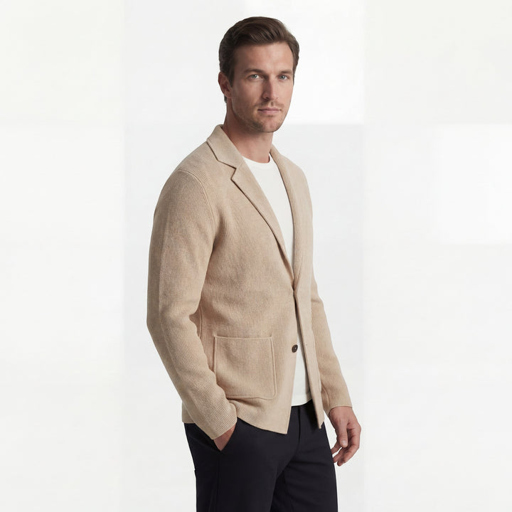 Herren Cardigan aus mercerisierter Baumwolle mit V-Ausschnitt – taillierte, legere Passform