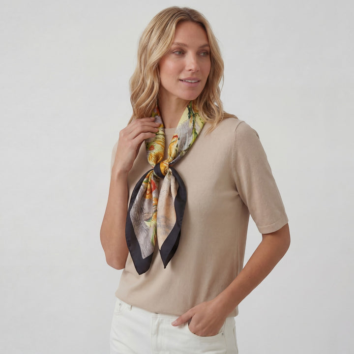 Foulard carré donna in satin di seta – Sciarpa elegante versatile