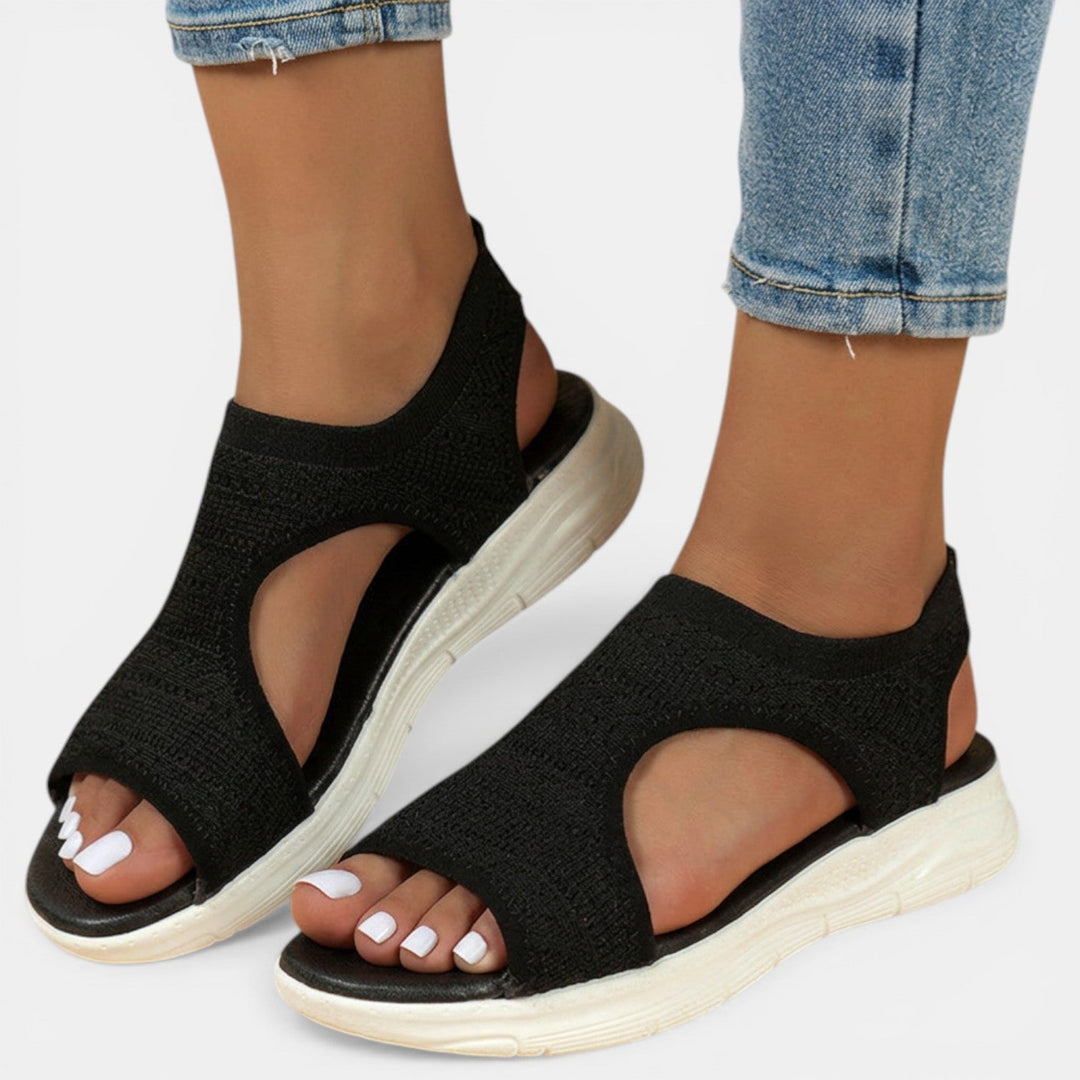 Orthopädische Damen-Sandalen zum Hineinschlüpfen – Weiches Strickmaterial und leichte Sohle
