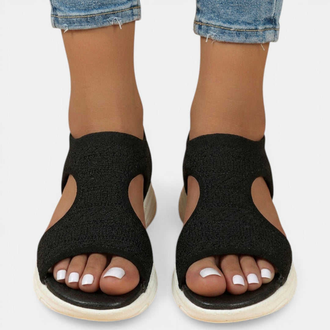 Orthopädische Damen-Sandalen zum Hineinschlüpfen – Weiches Strickmaterial und leichte Sohle