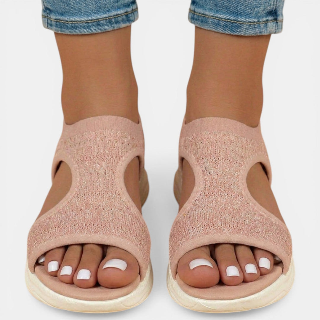 Orthopädische Damen-Sandalen zum Hineinschlüpfen – Weiches Strickmaterial und leichte Sohle
