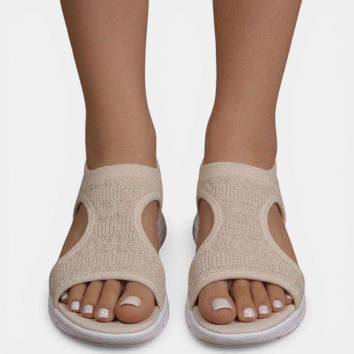 Orthopädische Damen-Sandalen zum Hineinschlüpfen – Weiches Strickmaterial und leichte Sohle