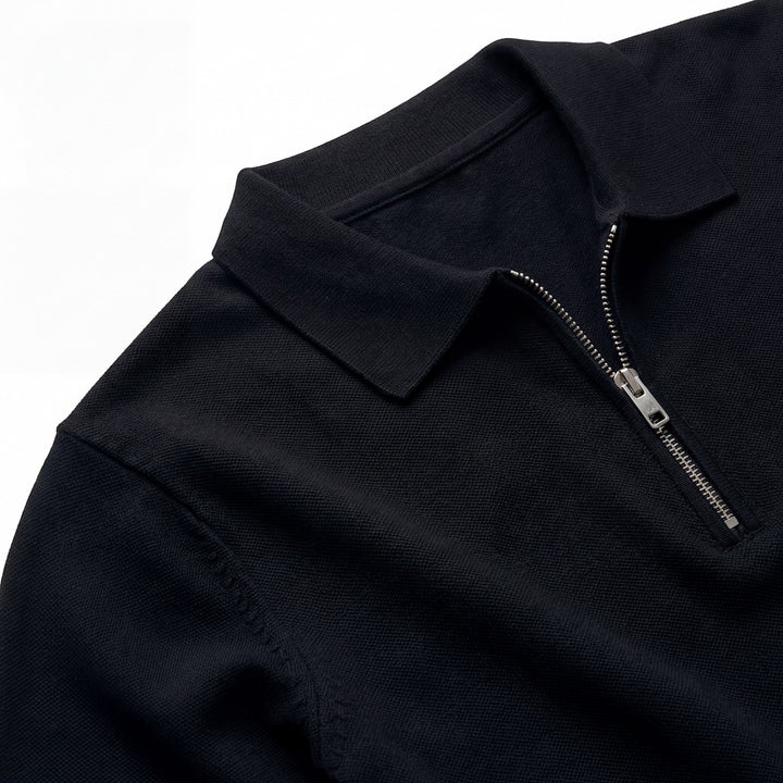Herrenpullover mit Rippenstrick – Legere Passform mit halbem Reißverschluss
