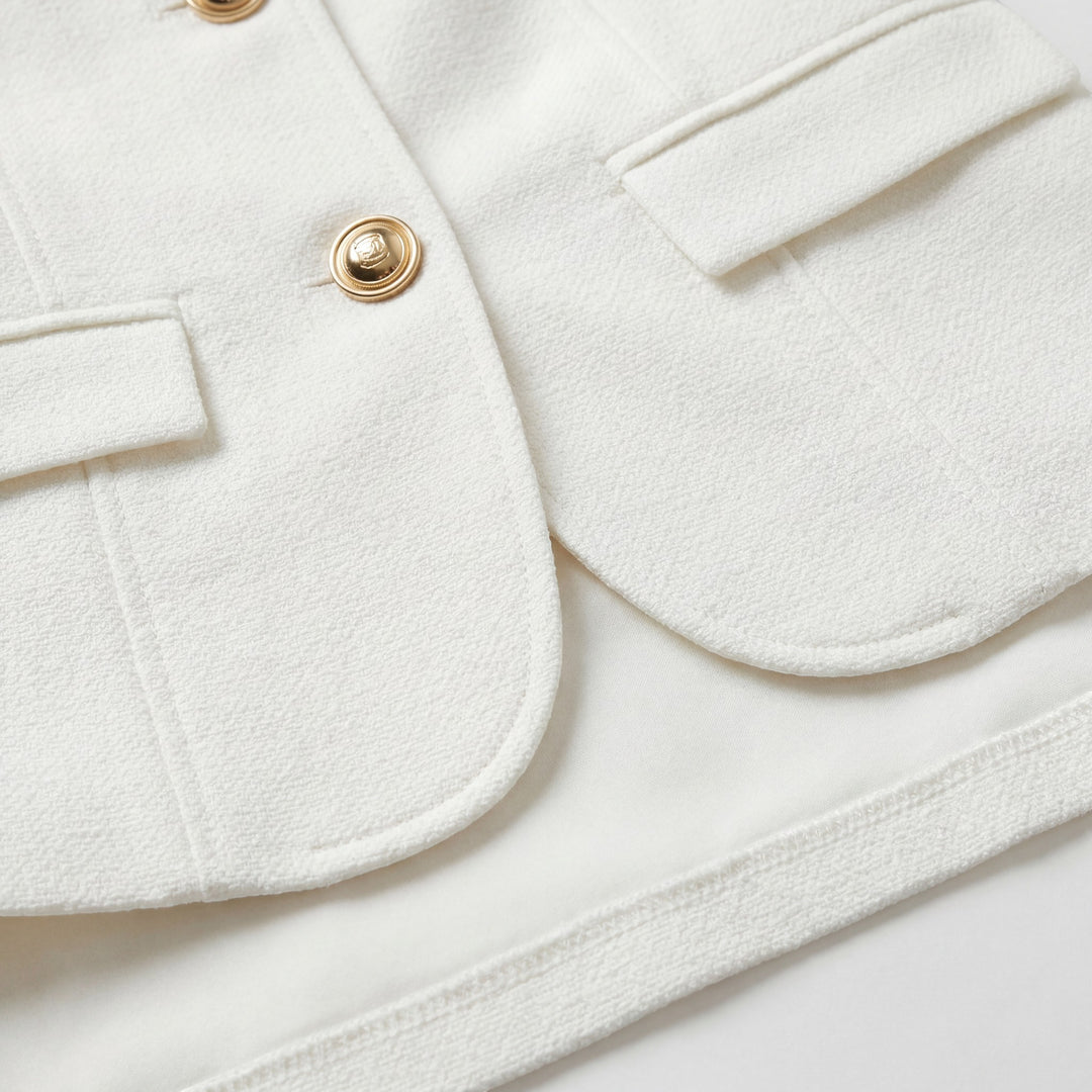 To-delt nederdelssæt til kvinder i stof – Kvadratisk udskæring, tætsiddende pasform