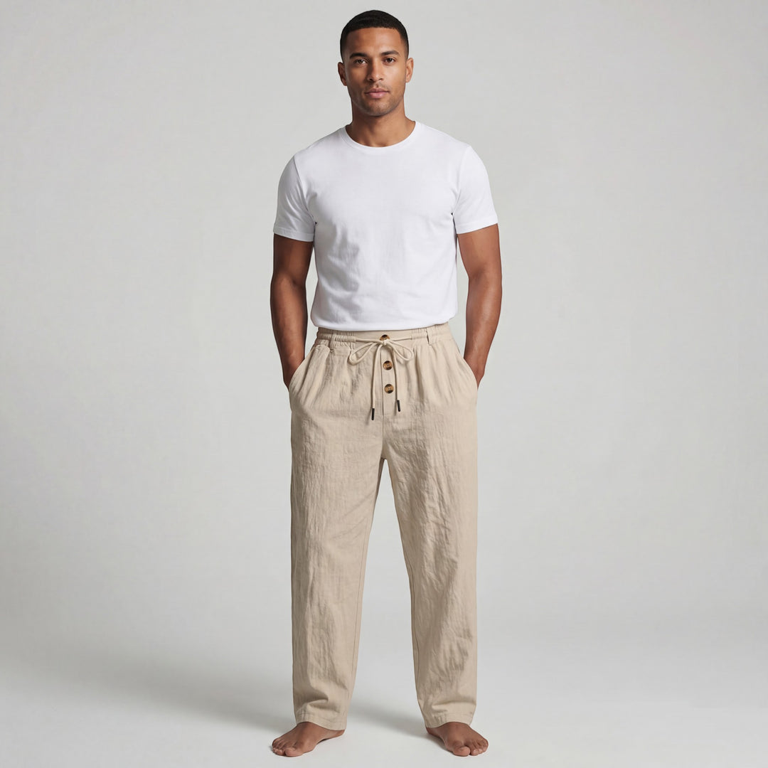 Herren Leinenhose mit Kordelzug – Gerade lässige Passform
