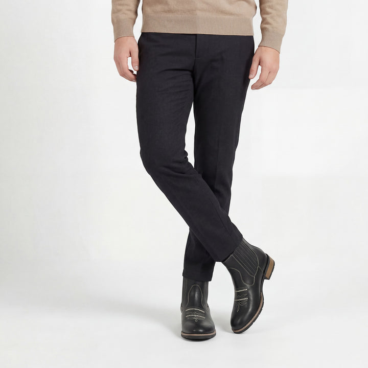 Herren-Stiefeletten aus besticktem Leder – Quadratischer Absatz, ohne Schnürsenkel