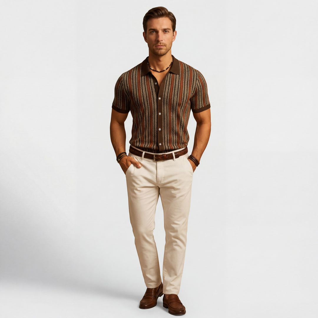Herrenpolo aus Jacquard-Strick – Kurzarm, bequeme Passform
