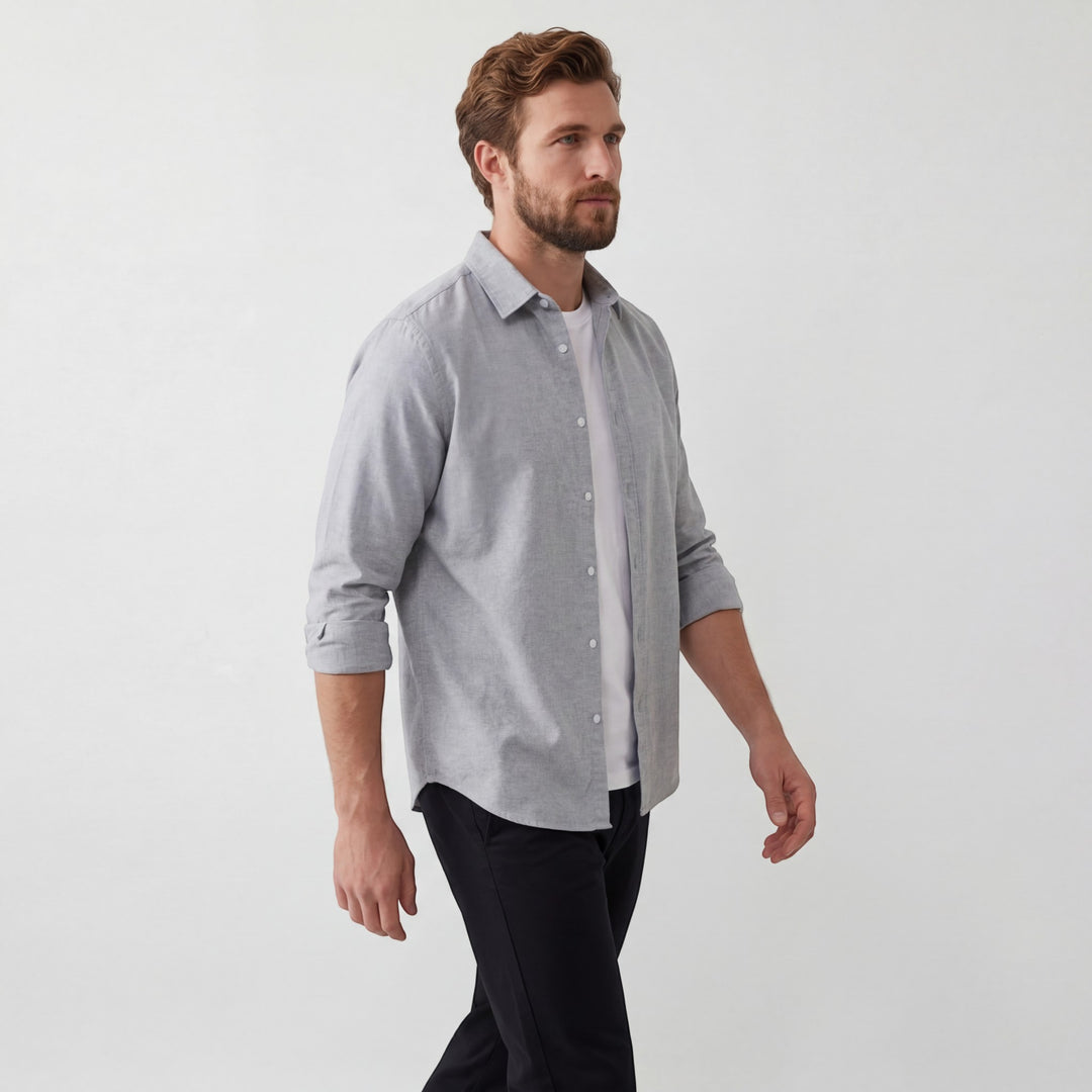 Herren Leinenhemd mit langen Ärmeln – Lässige Casual-Passform