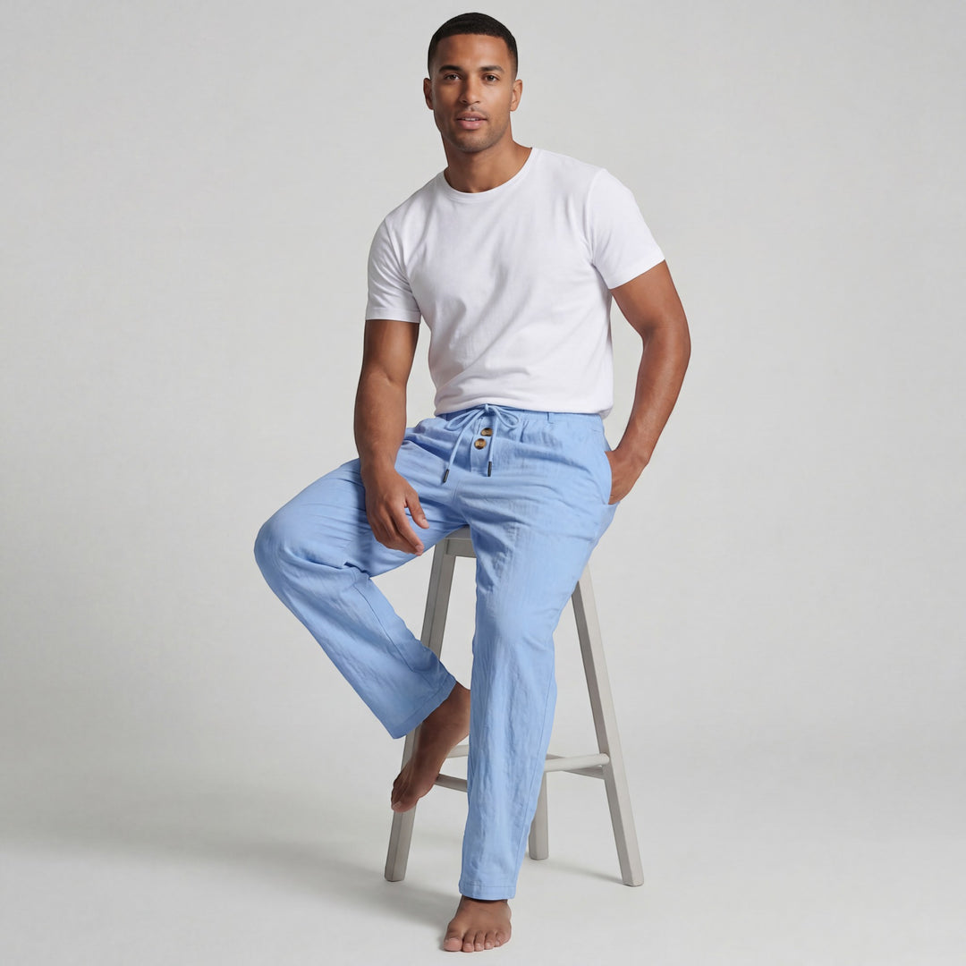 Herren Leinenhose mit Kordelzug – Gerade lässige Passform