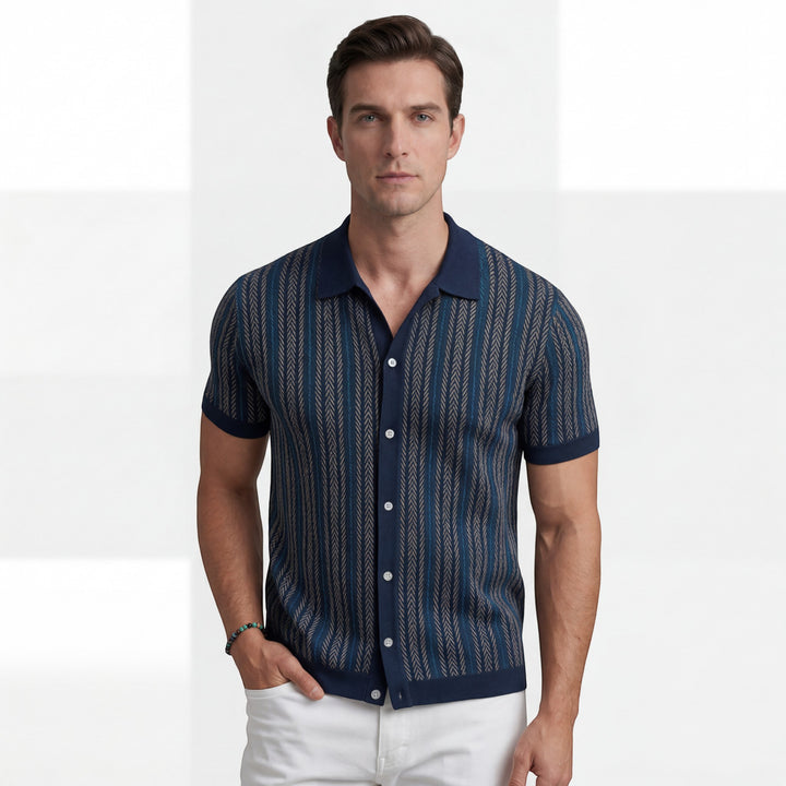 Herrenpolo aus Jacquard-Strick – Kurzarm, bequeme Passform