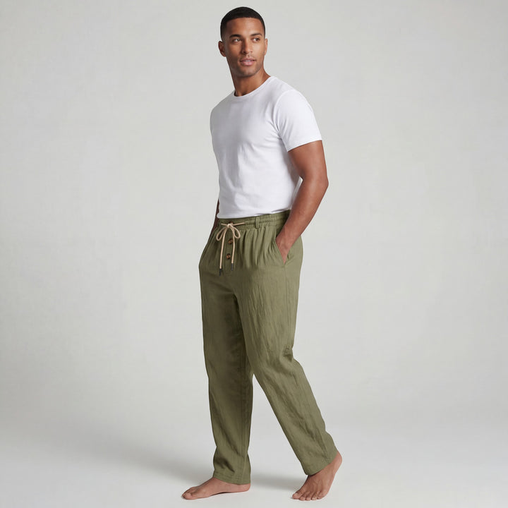 Herren Leinenhose mit Kordelzug – Gerade lässige Passform