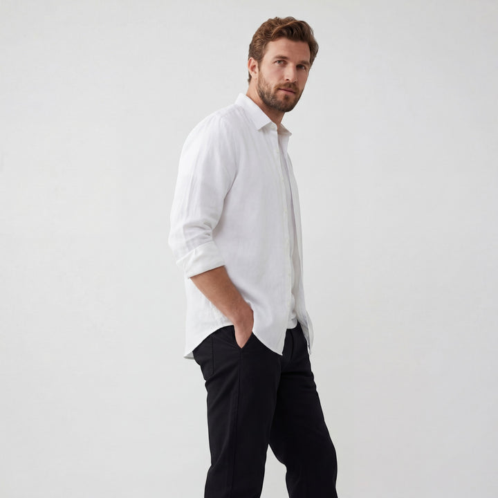 Herren Leinenhemd mit langen Ärmeln – Lässige Casual-Passform