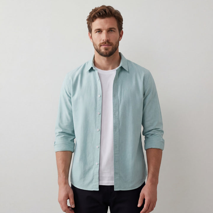 Herren Leinenhemd mit langen Ärmeln – Lässige Casual-Passform
