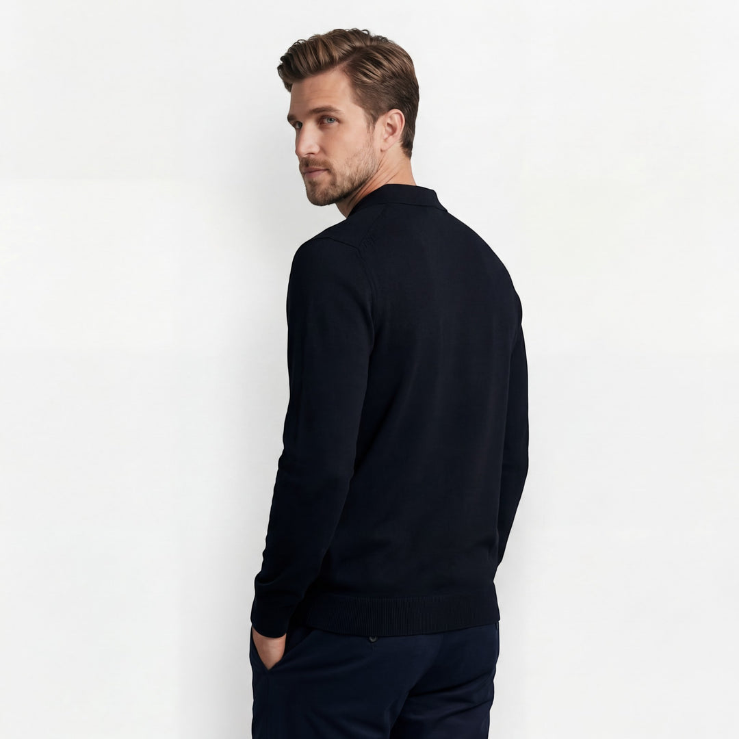 Herrenpullover mit Rippenstrick – Legere Passform mit halbem Reißverschluss
