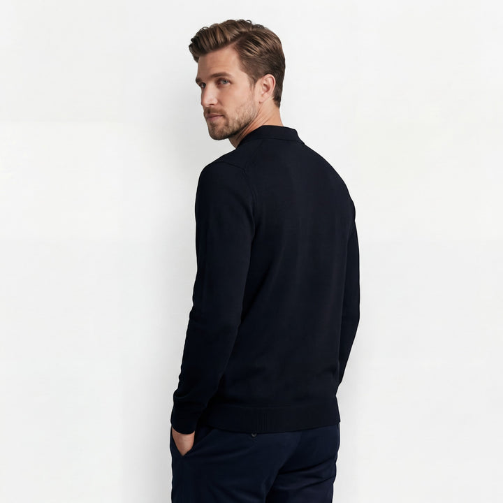 Herrenpullover mit Rippenstrick – Legere Passform mit halbem Reißverschluss
