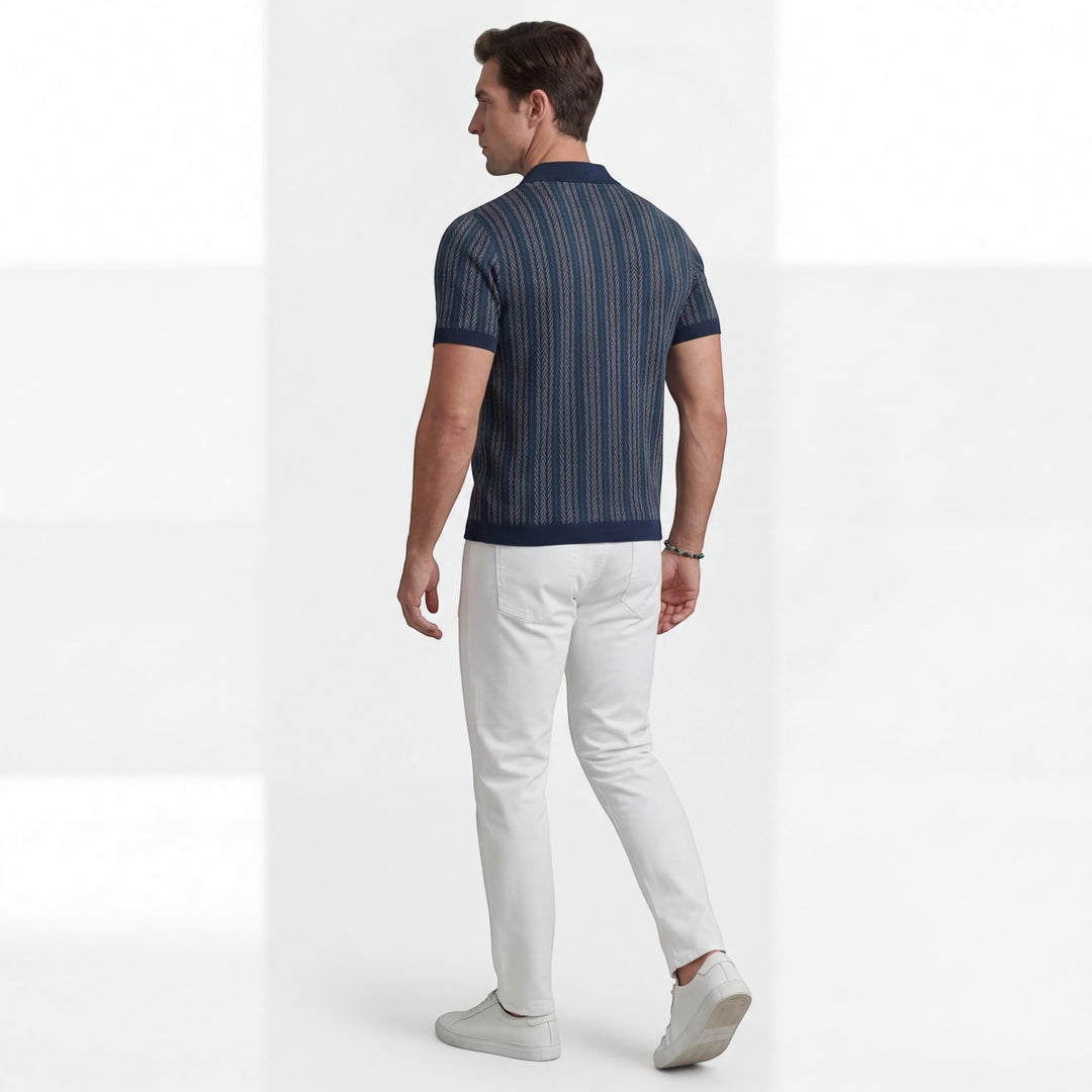 Herrenpolo aus Jacquard-Strick – Kurzarm, bequeme Passform