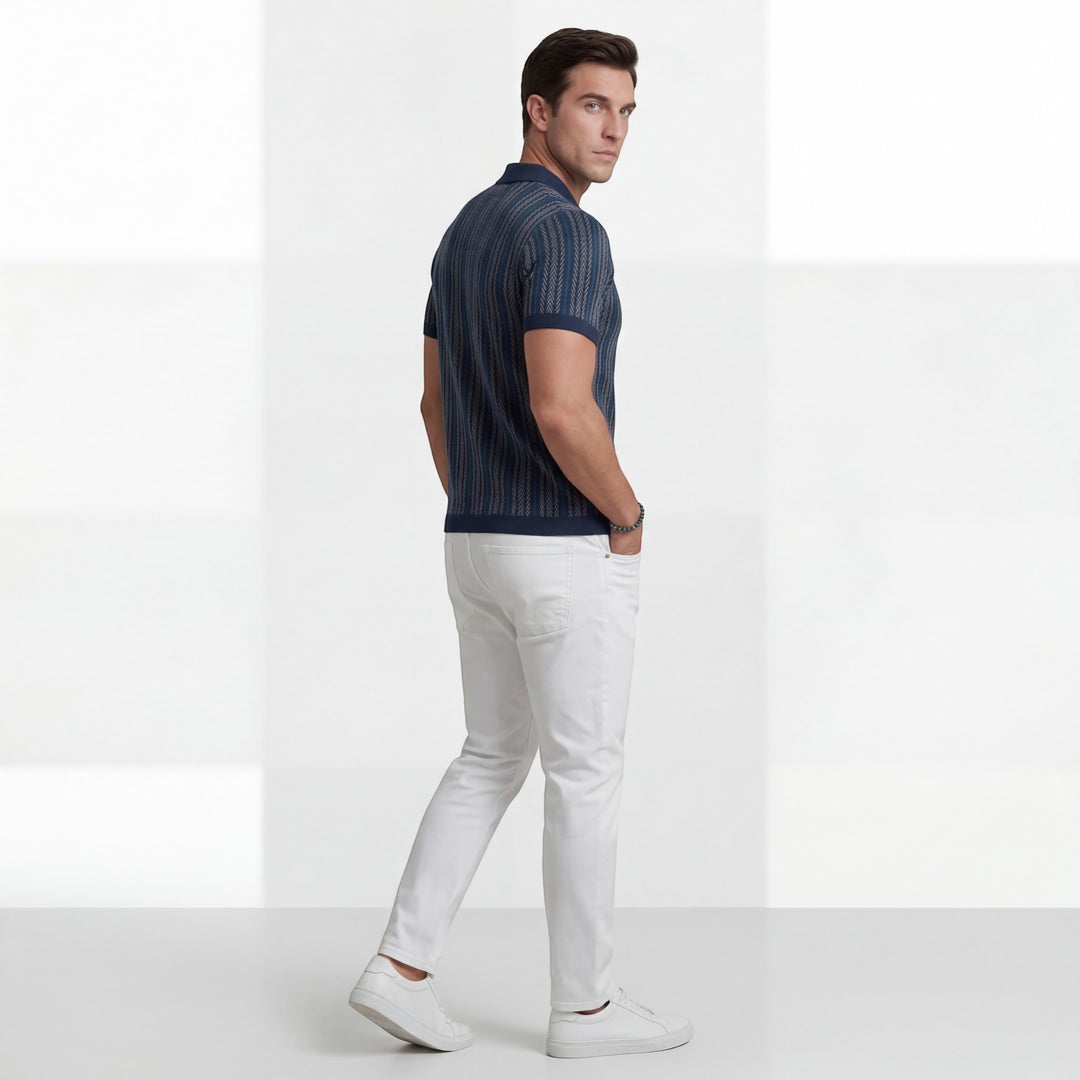 Herrenpolo aus Jacquard-Strick – Kurzarm, bequeme Passform