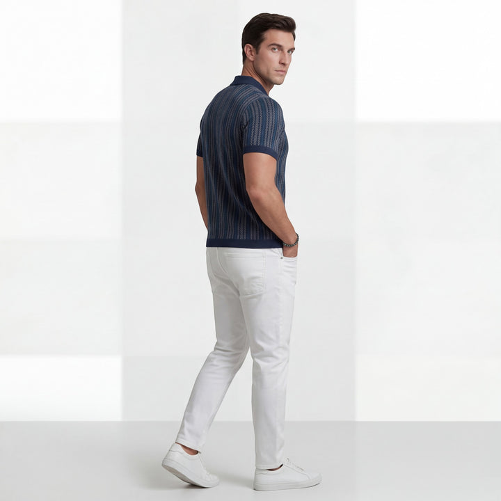 Herrenpolo aus Jacquard-Strick – Kurzarm, bequeme Passform