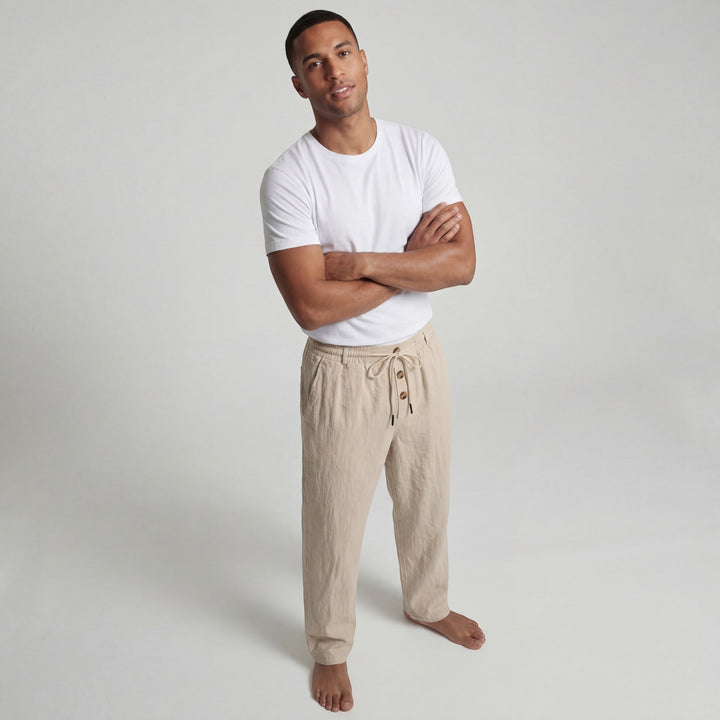 Herren Leinenhose mit Kordelzug – Gerade lässige Passform