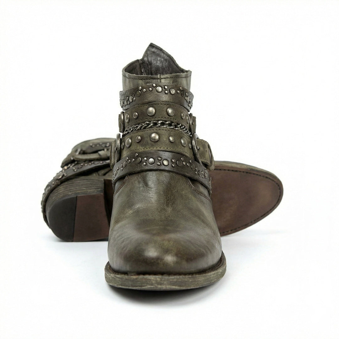 Bottines Femme Vintage à Chaîne – Allure Rétro