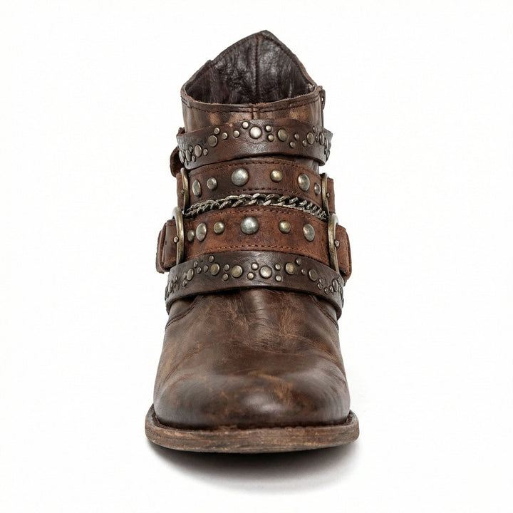 Bottines Femme Vintage à Chaîne – Allure Rétro