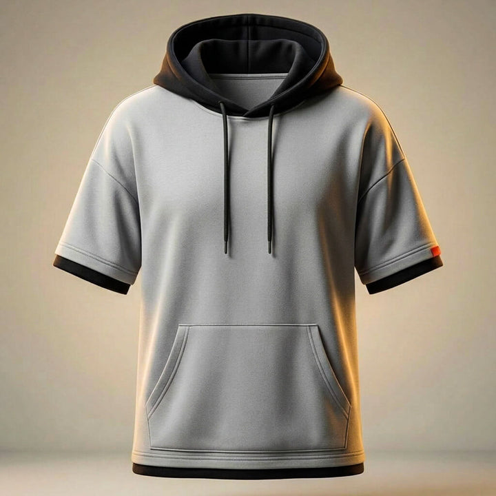 Herren-Kapuzen-T-Shirt aus Baumwolle – Oversize Streetwear Lässiger Schnitt